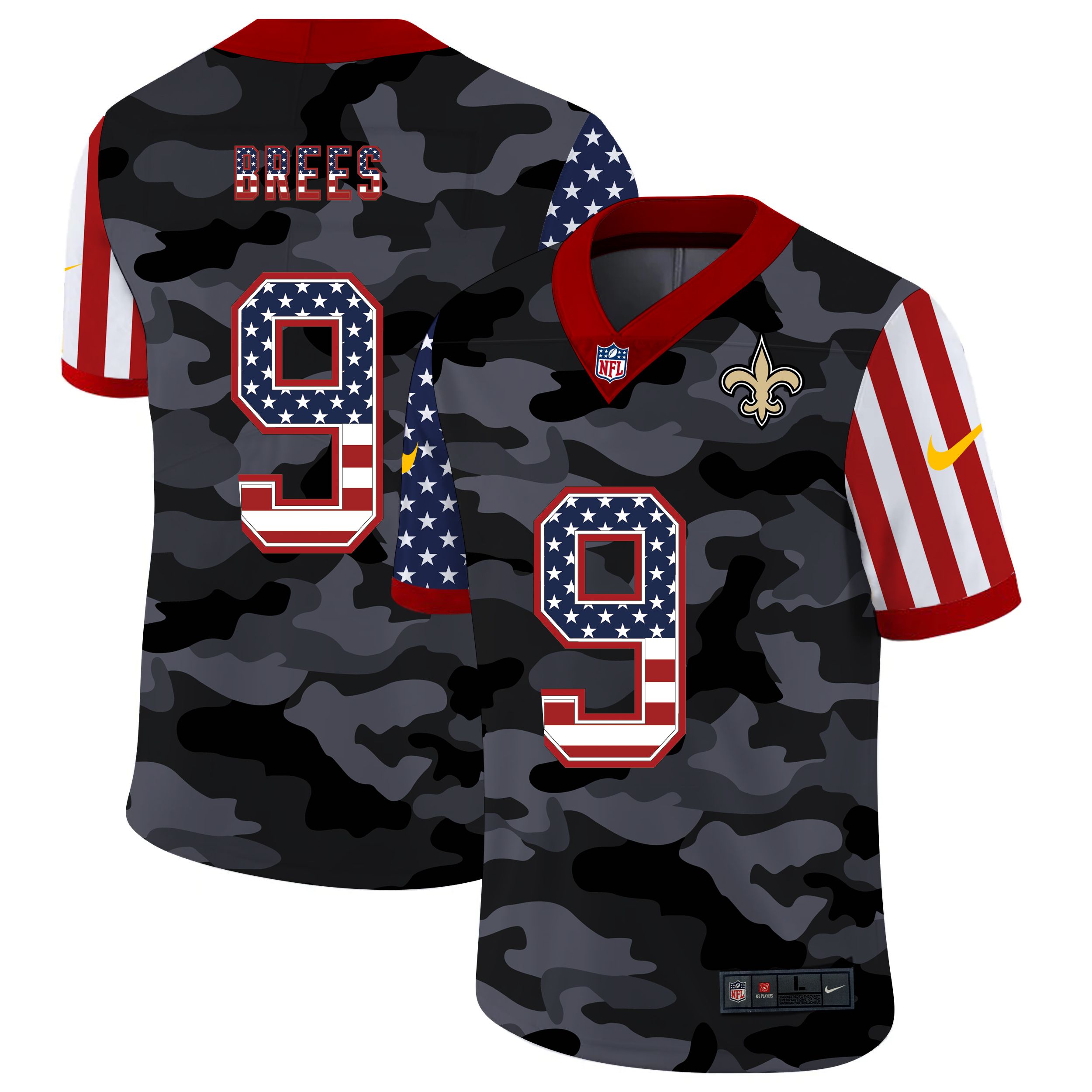 Men New Orleans Saints #9 Brees 2020 Nike USA Camo Salute to Service Limited NFL Jerseys->new orleans saints->NFL Jersey